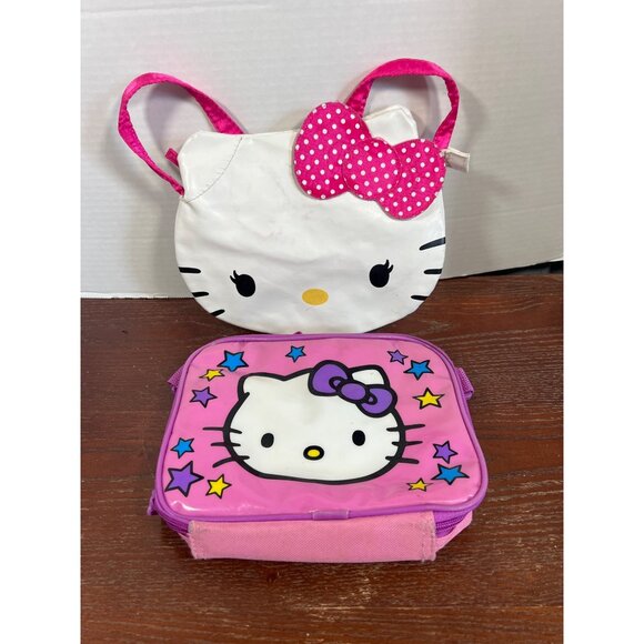 Hello Kitty Girls Pink & White Crossbody Purse & Lunch Bag Set With Bow Details - Picture 1 of 7